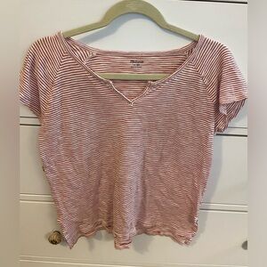 Madewell Red and White Striped Shortsleeve shirt